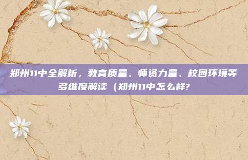 郑州11中全解析,教育质量、师资力量、校园环境等多维度解读(郑州11中怎么样?