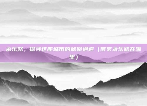 永乐路,探寻这座城市的秘密通道(南京永乐路在哪里)