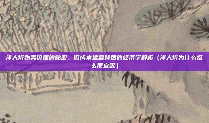 洋人街物美价廉的秘密,低成本运营背后的经济学解析(洋人街为什么这么便宜呢)
