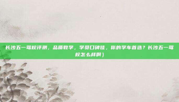 长沙五一驾校评测,品质教学,学员口碑佳,你的学车首选?长沙五一驾校怎么样啊)