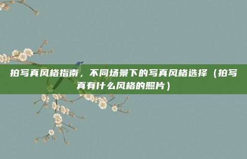 拍写真风格指南,不同场景下的写真风格选择(拍写真有什么风格的照片)