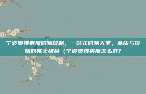 宁波奥特莱斯购物攻略,一站式购物天堂,品质与价格的完美结合(宁波奥特莱斯怎么样?