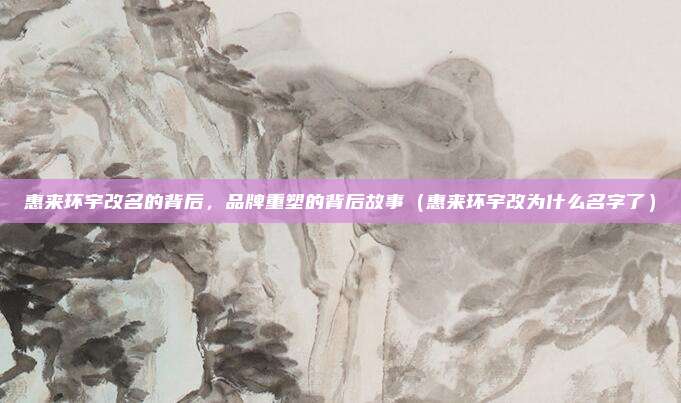 惠来环宇改名的背后,品牌重塑的背后故事(惠来环宇改为什么名字了)