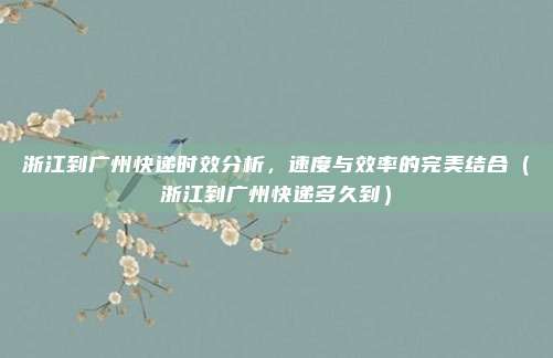 浙江到广州快递时效分析,速度与效率的完美结合(浙江到广州快递多久到)