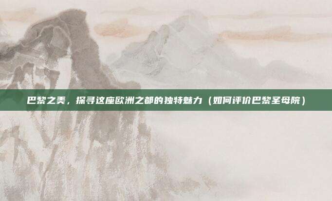 巴黎之美,探寻这座欧洲之都的独特魅力(如何评价巴黎圣母院)