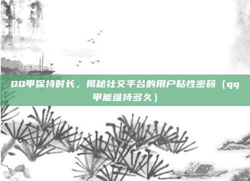 QQ甲保持时长,揭秘社交平台的用户粘性密码(qq甲能维持多久)