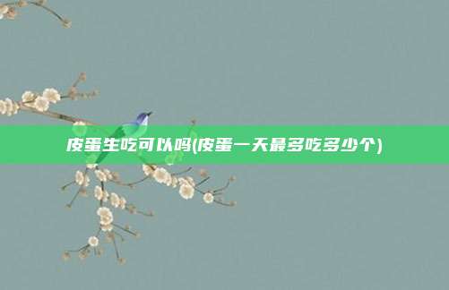 皮蛋生吃可以吗(皮蛋一天最多吃多少个)