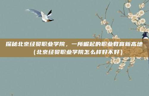 探秘北京经贸职业学院,一所崛起的职业教育新高地(北京经贸职业学院怎么样好不好)