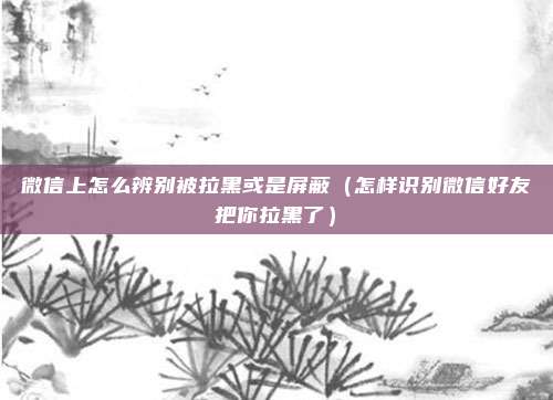 微信上怎么辨别被拉黑或是屏蔽（怎样识别微信好友把你拉黑了）