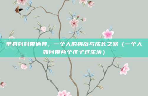 单身妈妈带俩娃，一个人的挑战与成长之路（一个人如何带两个孩子过生活）