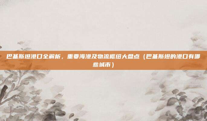 巴基斯坦港口全解析,重要海港及物流枢纽大盘点(巴基斯坦的港口有哪些城市)