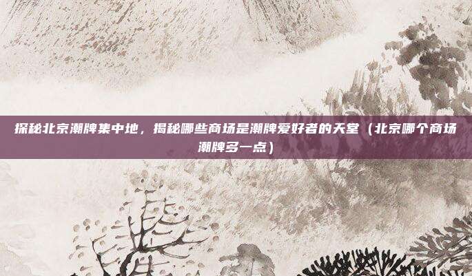 探秘北京潮牌集中地,揭秘哪些商场是潮牌爱好者的天堂(北京哪个商场潮牌多一点)