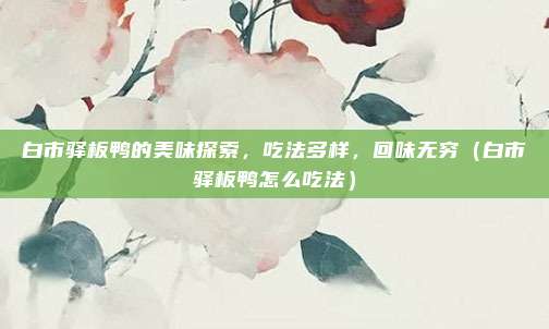 白市驿板鸭的美味探索,吃法多样,回味无穷(白市驿板鸭怎么吃法)