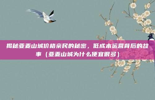 揭秘亚麦山城价格亲民的秘密，低成本运营背后的故事（亚麦山城为什么便宜很多）