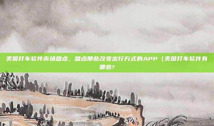 美国打车软件市场盘点,盘点那些改变出行方式的APP(美国打车软件有哪些?