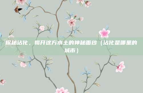 探秘沾化,揭开这方水土的神秘面纱(沾化是哪里的城市)