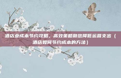 酒店业成本节约攻略,高效策略助您降低运营支出(酒店如何节约成本的方法)