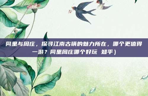 同里与周庄,探寻江南古镇的魅力所在,哪个更值得一游?同里周庄哪个好玩 知乎)