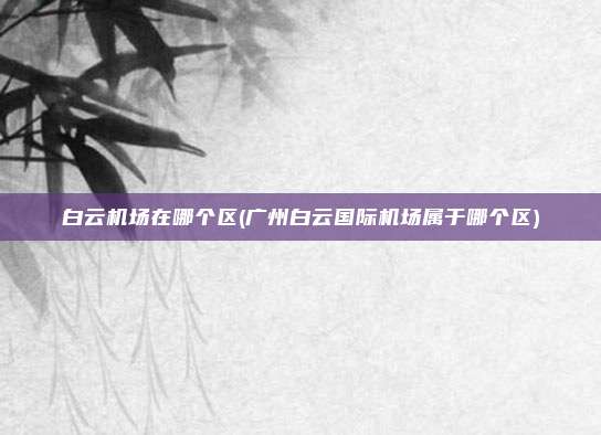 白云机场在哪个区(广州白云国际机场属于哪个区)