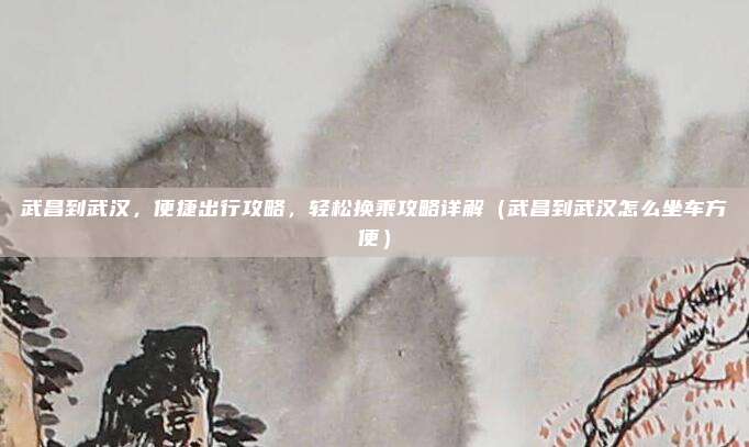 武昌到武汉,便捷出行攻略,轻松换乘攻略详解(武昌到武汉怎么坐车方便)