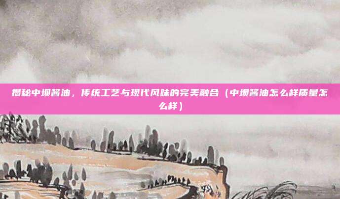 揭秘中坝酱油,传统工艺与现代风味的完美融合(中坝酱油怎么样质量怎么样)