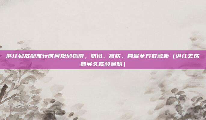 湛江到成都旅行时间规划指南,航班、高铁、自驾全方位解析(湛江去成都多久核酸检测)