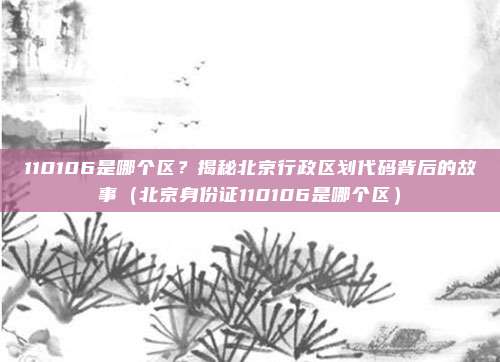 110106是哪个区？揭秘北京行政区划代码背后的故事（北京身份证110106是哪个区）