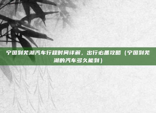 宁国到芜湖汽车行程时间详解,出行必备攻略(宁国到芜湖的汽车多久能到)