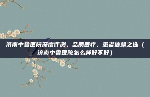 济南中鲁医院深度评测,品质医疗,患者信赖之选(济南中鲁医院怎么样好不好)