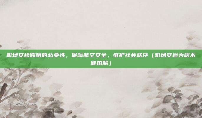 机场安检照相的必要性,保障航空安全,维护社会秩序(机场安检为啥不能拍照)