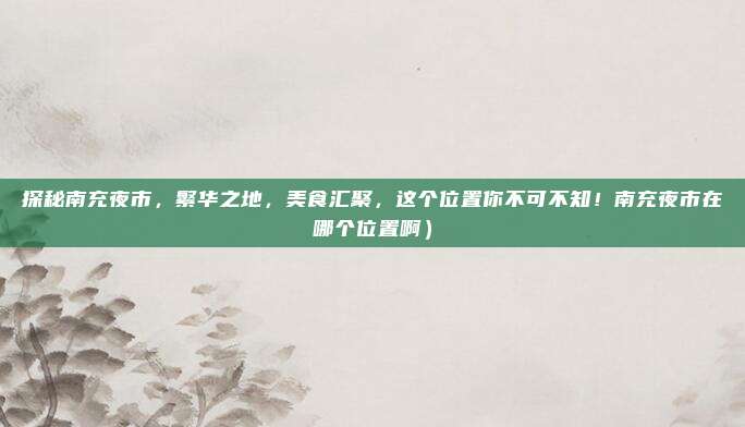 探秘南充夜市,繁华之地,美食汇聚,这个位置你不可不知!南充夜市在哪个位置啊)
