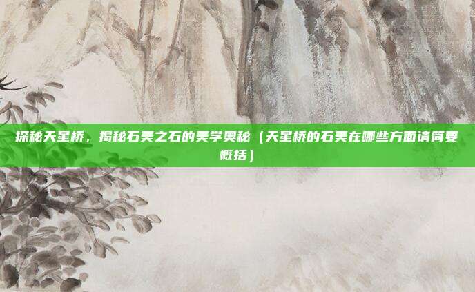 探秘天星桥,揭秘石美之石的美学奥秘(天星桥的石美在哪些方面请简要概括)