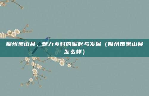 锦州黑山县,魅力乡村的崛起与发展(锦州市黑山县怎么样)