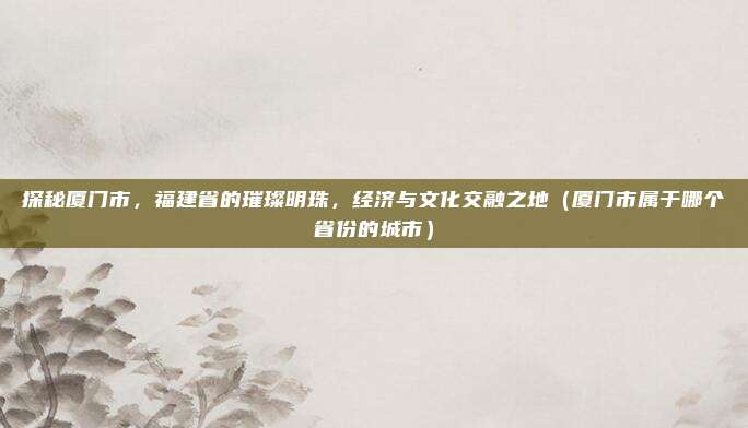 探秘厦门市,福建省的璀璨明珠,经济与文化交融之地(厦门市属于哪个省份的城市)