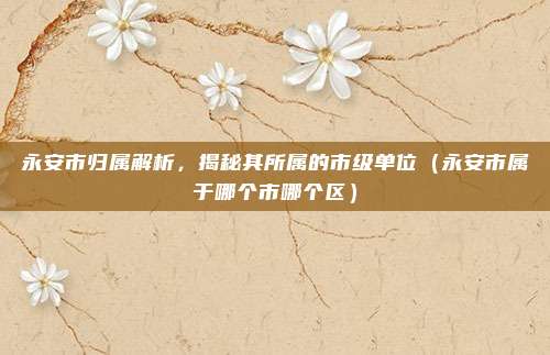 永安市归属解析,揭秘其所属的市级单位(永安市属于哪个市哪个区)