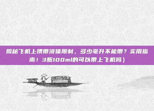 揭秘飞机上携带液体限制,多少毫升不能带?实用指南!3瓶100ml的可以带上飞机吗)