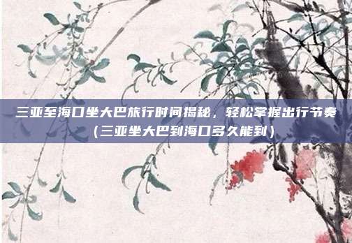 三亚至海口坐大巴旅行时间揭秘,轻松掌握出行节奏(三亚坐大巴到海口多久能到)