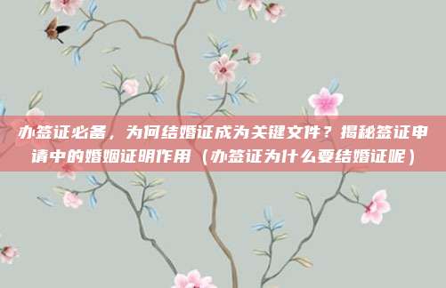 办签证必备,为何结婚证成为关键文件?揭秘签证申请中的婚姻证明作用(办签证为什么要结婚证呢)