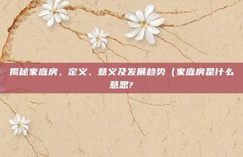 揭秘家庭房，定义、意义及发展趋势（家庭房是什么意思?