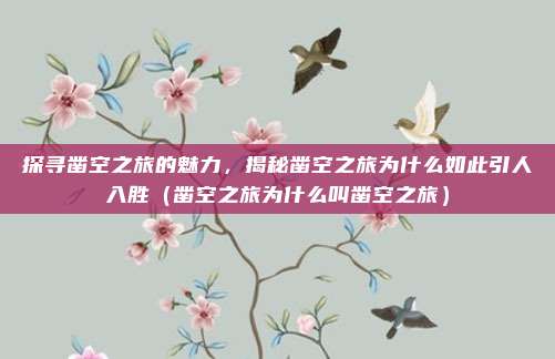 探寻凿空之旅的魅力,揭秘凿空之旅为什么如此引人入胜(凿空之旅为什么叫凿空之旅)