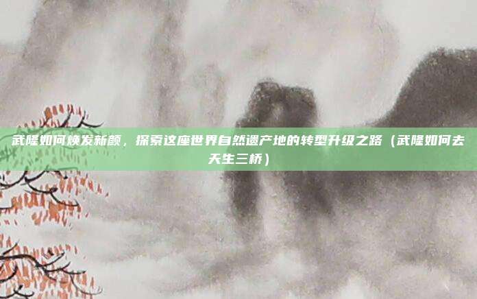 武隆如何焕发新颜,探索这座世界自然遗产地的转型升级之路(武隆如何去天生三桥)