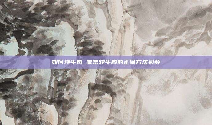如何炖牛肉 家常炖牛肉的正确方法视频