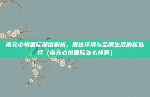 南充心悦国际深度解析,居住环境与品质生活的新选择(南充心悦国际怎么样啊)