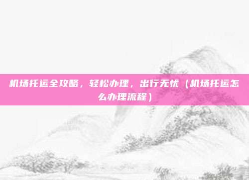机场托运全攻略,轻松办理,出行无忧(机场托运怎么办理流程)