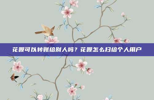 花呗可以转账给别人吗？花呗怎么扫给个人用户