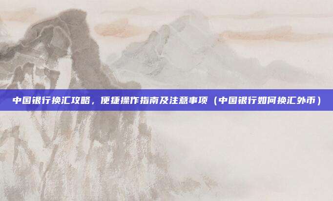 中国银行换汇攻略,便捷操作指南及注意事项(中国银行如何换汇外币)