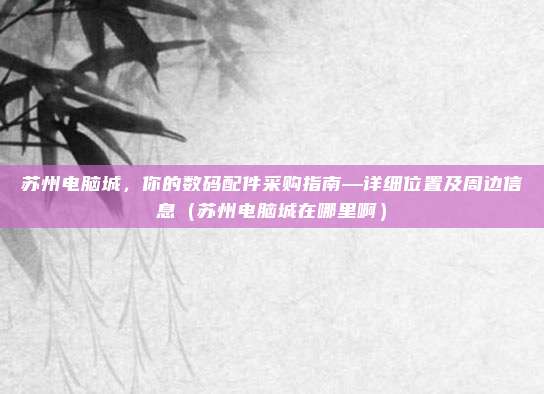 苏州电脑城,你的数码配件采购指南—详细位置及周边信息(苏州电脑城在哪里啊)