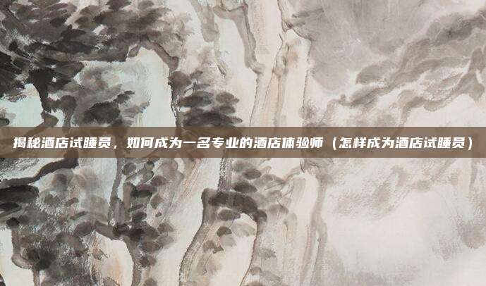揭秘酒店试睡员,如何成为一名专业的酒店体验师(怎样成为酒店试睡员)