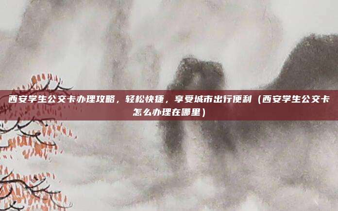 西安学生公交卡办理攻略,轻松快捷,享受城市出行便利(西安学生公交卡怎么办理在哪里)