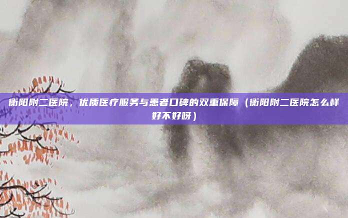 衡阳附二医院,优质医疗服务与患者口碑的双重保障(衡阳附二医院怎么样好不好呀)